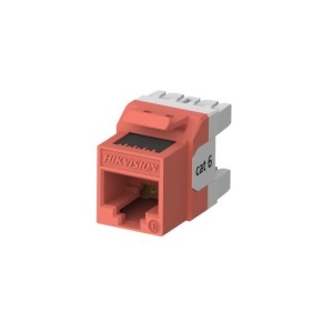 Set 50 mufe Keystone Cat6 UTP 180° Hikvision‑style DS-1CK6U180T Orange, pentru cabluri neecranate solid/litat 22‑24AWG, terminatii IDC aur 50u, compatibile TIA568A/TIA568B, ANSI/TIA‑568.2‑D, ISO/IEC11801, RoHS 2.0