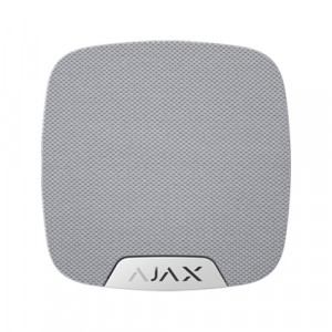 Sirena de interior wireless Ajax HomeSiren Jeweller, volum reglabil 81-105 dB, raza semnal 2000m, notificare sonora si LED, protectie anti-sabotaj, conectare LED extern, autonomie 3 ani, culoare alb