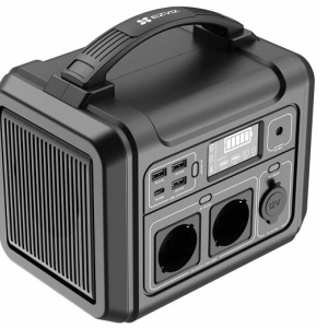 Statie de alimentare portabila 300W Ezviz CN032 capacitate 313Wh, baterie NCM Litiu-Ion, incarcare USB-C si solara, 2 x AC Out, 3 x USB-A, output max 330W, design compact, ideala pentru camping si backup energie