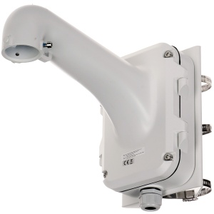 Suport montaj pe stalp Hikvision DS-1604ZJ-Pole pentru camere Speed Dome, fabricat din aliaj de aluminiu si otel, culoare alb (Hikvision White), montare verticala, rezistenta sporita la intemperii, design robust - Img 2