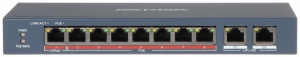 Switch de retea PoE Hikvision DS-3E0310HP-E(C), unmanaged, 8x10/100Mbps PoE + 2xGigabit, Hi-PoE 802.3bt 90W/port, 300m PoE range, izolatie porturi, PoE watchdog, protectie 6kV pentru camere IP - Img 2