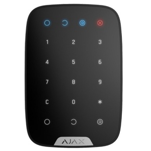 Tastatura wireless AJAX KeyPad (Black), pentru control sistem alarma, iluminare butoane, cod PIN reglabil, sunet tastare, compatibila cu hub Ajax, blocare automata, instalare usoara