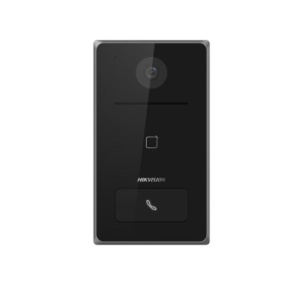 Videointerfon IP Hikvision DS-KV6133-ME1 2MP cu IR, buton apelare simplu, cititor card integrat, alimentare PoE standard, carcasa aluminiu, apel direct prin Hik-Connect APP, rezistent la apa IP65