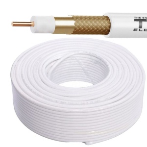 Cablu coaxial RG6 75 ohm, Conductor din Cupru 100%, pentru supraveghere video de inalta calitate, TED002365