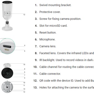 Camera bullet Ajax IP 8.0MP lentila 2.8 mm IR 35m PoE alb BulletCam(B) (8 Mp/2.8 mm) - Img 3
