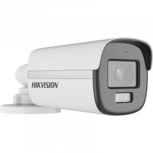 Camera supraveghere Analog HD Hikvision Bullet 5MP DS-2CE12KF0T-LFS(2.8mm), tehnologie ColorVu si Smart Hybrid Light, rezolutie 3K, imagini color 24/7, microfon incorporat (Audio over Coax), IR si lumina alba 40m, IP67