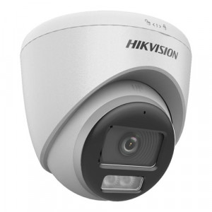 Camera supraveghere Analog HD Hikvision Turret 5MP DS-2CE72KF0T-LFS(2.8mm), tehnologie ColorVu si Smart Hybrid Light, rezolutie 3K, imagini color 24/7, microfon incorporat (Audio over Coax), lumina alba si IR 40m, IP67