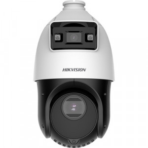 Camera supraveghere IP HikVision TandemVu Speed Dome 4+4MP DS-2SE4C425MWG-E14(F0)(2.8mm, 4.8-120mm), Zoom optic 25x, Tehnologie ColorVu si DarkFighter, AcuSense, IR 100m si Lumina alba 30m, WDR, Alimentare PoE+, Slot card SD