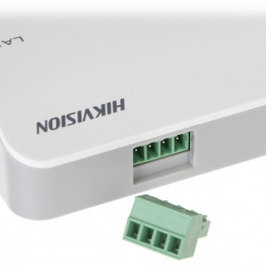 Distribuitor audio-video HikVision DS-KAD606-P pentru sisteme videointerfonie IP, 8 porturi RJ-45 10/100 Mbps, alimentare 24V DC, suporta 64 VLAN-uri, management trafic eficient, montaj pe sina DIN sau perete, seria Pro - Img 2
