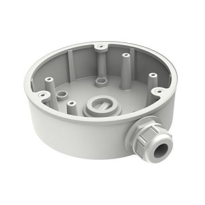Doza conexiuni camera Hikvision DS-1280ZJ-DM45, fabricata din aliaj de aluminiu, management cabluri, culoare alb (Hikvision White), montaj pe perete sau tavan, rezistenta la exterior