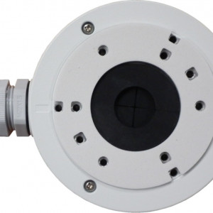 Doza de jonctiune Hikvision DS-1280ZJ-XS pentru camere supraveghere, fabricata din aliaj de aluminiu rezistent, culoare alb Hikvision, montaj pe perete sau tavan, protectie pentru cabluri si conectori, design compact si durabil