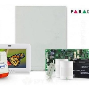 Kit alarmă Paradox SP4000 Spectra (cutie metalică cu transformator AWO000EI) + tastatură touchscreen TM50(L) 5" + 2 detectoare PIR 476+, extensibil 4-32 zone, 2 partitii, ieșiri PGM, sistem securitate cablat profesional