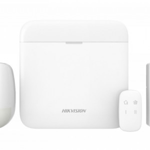 Kit sistem alarma wireless HikVision AX PRO DS-PWA96-KIT-WE, 96 zone, 4G/Wi-Fi/LAN, include centrala, detector PIR, contact magnetic si telecomanda, frecventa 868MHz, 32 partitii, compatibil PIRCAM si Hik-Connect