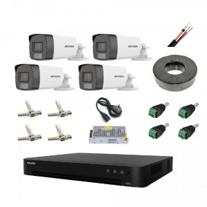 Kit Supraveghere complet HikVision 4 camere 3K Smart Hybrid Light 4CAM6MPHE2