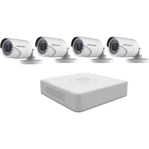 Kit supraveghere video exterior Hikvision, 4 camere supraveghere, DVR