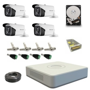 Kit supraveghere video profesional Hikvision 4 camere Full HD 1080P wide-angle 2.8mm