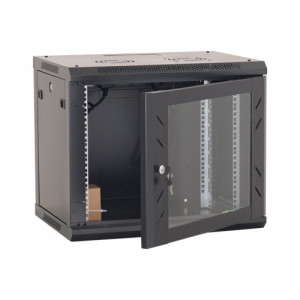 RACK perete 19 inch Asytech ASY-9U-6045W, inaltime 9U, adancime 450mm, capacitate 80kg, usa sticla securizata, panouri detasabile, negru RAL 9004, constructie otel, IP20 - Img 4