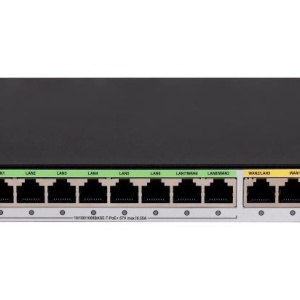 Router smart gestionabil HikVision DS‑3WG210GP‑SI, 2×Gigabit WAN (1 comutabil LAN), 8×Gigabit PoE LAN (2 comutabile), PoE 75 W, throughput 1000 Mbps, VPN IPsec/L2TP, firewall, DDoS, filtrare IP/MAC/URL, ARP defending, management comportamental