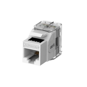 Set 50 mufe Keystone Cat6 UTP 180° Hikvision DS-1CK6U180N White, toolless, pentru cabluri neecranate solid/litat 22-24AWG, terminatii IDC placate aur 50u, compatibile TIA568A/TIA568B, ANSI/TIA-568.2-D, ISO/IEC11801, RoHS 2.0