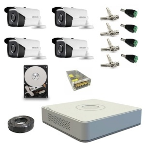 Sistem supraveghere video profesional 4 camere COMPLET FULL HD 1080P wide-angle 2.8 mm HDD INCLUS