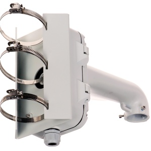 Suport montaj pe stalp Hikvision DS-1604ZJ-Pole pentru camere Speed Dome, fabricat din aliaj de aluminiu si otel, culoare alb (Hikvision White), montare verticala, rezistenta sporita la intemperii, design robust - Img 3