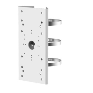Suport montaj pe stalp vertical Hikvision DS‑1475ZJ‑Y, otel inoxidabil, finisaj Hikvision White, rezistent la coroziune, compatibil cu camere si echipamente de supraveghere, instalare usoara si durabila