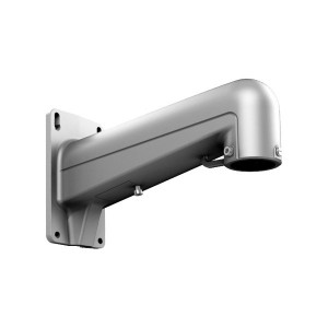 Suport stalp vertical HikVision DS-1602ZJ-P, montaj camere Speed Dome (PTZ), material aliaj aluminiu, culoare Platinum Gray, design robust pentru exterior, rezistenta la coroziune, prindere sigura cu coliere - Img 1