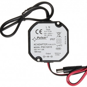 Sursa de alimentare Pulsar PSC12015, 12V DC, 1.5A, putere 18W, carcasa plastic cu protectie IP67 pentru exterior, protectie supratensiune si scurtcircuit, dimensiuni 58x28x58mm, cablu cu mufa DC 5.5/2.1 inclus, PSC12015 - Img 2