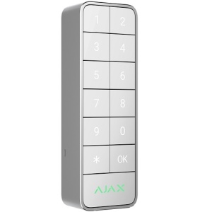 Tastatura efractie exterior cablata Ajax Superior KeyPad Outdoor Fibra (White), cititor carduri Pass si Tag, Bluetooth, coduri acces, protectie IP66 si IK08, tehnologie Fibra 2000m, tamper anti-sabotaj, alimentare 24V