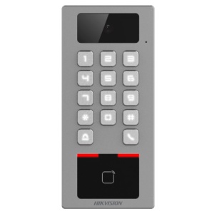 Terminal control acces HikVision si interfon cu tastatura si cititor card rezolutie 2MP Wi-Fi RS485 Alarma DS-K1T502DBWX-CQR