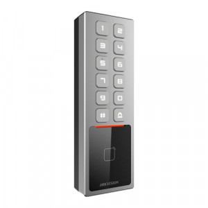 Terminal control acces IP Hikvision DS-K1T805MX, cititor carduri Mifare, tastatura PIN, capacitate 10.000 carduri, control prin Hik-Connect, configurare Web, protectie IP65 si IK08, carcasa metalica, design compact, culoare argintiu - Img 2