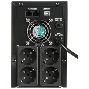 UPS back‑up HikVision DS‑UPS2000, AVR integrat pentru stabilizare tensiune, incarcare super rapida, gama larga intrare, protectie la suprasarcina, scurt‑circuit si supratensiuni, port USB pentru control remote si afisaj LCD pentru starea sistemului - Img 3