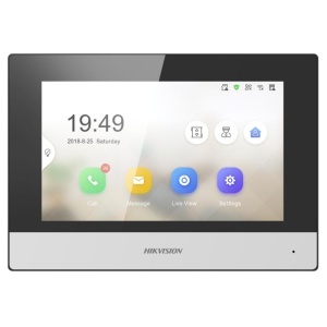 Videointerfon IP Hikvision DS-KH6320-WTE1-EU, ecran touch 7 inch, Wi-Fi, alimentare PoE sau 12V, 8 intrari alarma, 2 iesiri releu, slot card TF maxim 32GB, control Hik-Connect, vizualizare camere IP