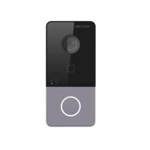 Videointerfon IP Hikvision DS-KV6113-PE1(C) 2MP PoE cu IR, buton apelare one-touch, modul cititor card, control mobil prin Hik-Connect APP, alimentare PoE standard, rezistent la apa IP65