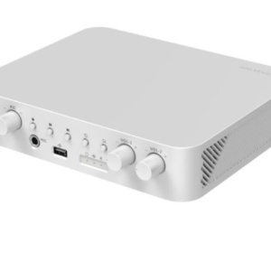 Amplificator audio analogic Hikvision DS‑QAE0A60G1‑VB 60W cu 2 zone, intrari USB/Bluetooth/MIC/RCA, ajustare volum pe doua zone, design compatibil sisteme PA analogice