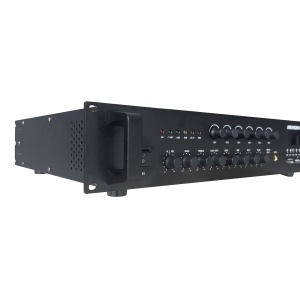 Amplificator audio public address Hikvision DS-QAE0A240G1-VB6 putere 240W, 6 zone, intrari EMC/MIC/AUX/Bluetooth/USB/Card SD, suport reglare volum si continut audio pe doua zone independente - Img 3