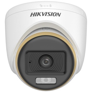 Camera supraveghere analogica HikVision turret 2MP DS‑2CE70DF3T‑LPFS(2.8mm) ColorVu dual‑light, imagine color 24/7, true WDR 130dB, 3D DNR, lumina alba/IR pana la 20 m, microfon incorporat, 4‑in‑1 TVI/AHD/CVI/CVBS - Img 2