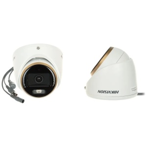 Camera supraveghere analogica HikVision turret 2MP DS‑2CE70DF3T‑MFS(2.8mm) ColorVu Audio, imagini color 24/7 cu F1.0, WDR 130 dB, 3D DNR, IR alb 20 m, microfon integrat, semnal TVI/AHD/CVI/CVBS switchable, rezistenta IP67 - Img 2