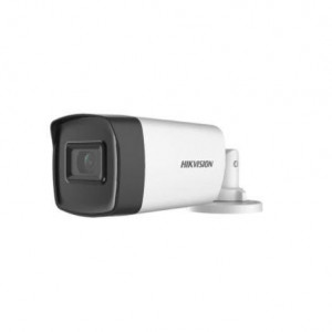 Camera supraveghere exterior Bullet 5 MP HikVision DS-2CE17H0T-IT3FS(2.8mm), Turbo HD, microfon incorporat (Audio over Coaxial), Smart IR 40m, tehnologie 4 in 1 (TVI/AHD/CVI/CVBS), protectie IP67, lentila fixa, carcasa rezistenta