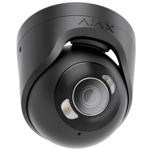 Camera supraveghere IP Ajax TurretCam HL (5mp/4mm) (Black), senzor 1/2.8" CMOS, True WDR 120dB, IR si White LED 50m, detectie AI persoane/vehicule/animale, JetSparrow, microSD 256GB, PoE, IP65, IK08, carcasa metalica