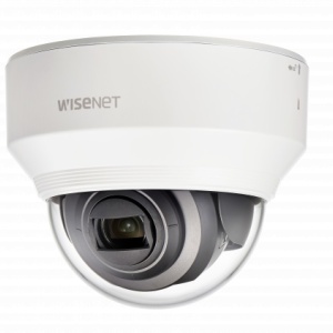 Camera supraveghere IP Hanwha Vision dome 2MP XND‑6080, varifocala motor 2.8‑12 mm, IR, WDR 150 dB, H.265/H.264, analiza video inteligenta, auto‑tracking digital, audio bidirectional, microSD 512 GB, WiseStream II, tamper‑resistant IK08, PoE/12 VDC