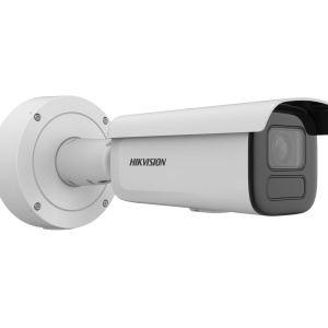 Camera supraveghere IP Hikvision bullet 8MP DS‑2CD3686G2‑IZS(H)(2.7‑13.5mm), AcuSense detectie persoane/vehicule, DarkFighter low‑light, WDR 120 dB, motorized varifocala, H.265+, 3D DNR, interfete audio/alarm, microSD 512 GB, IP66 si IK10
