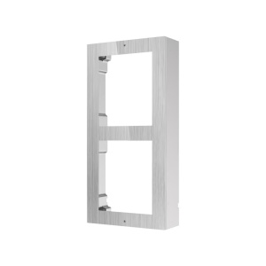 Carcasa interfon montaj aparent HikVision DS-KD-ACW2/S, rama modulara pentru 2 module, material otel inoxidabil rezistent, include 2 panouri frontale, capac buton si accesorii montaj, finisaj premium argintiu - Img 1