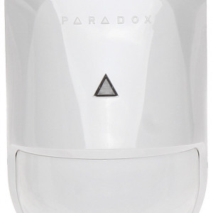 Detector de miscare digital Paradox NV5, senzor dual PIR, detectie 10m, 90 grade, imunitate animale 16kg, functie Creep Zone, procesare FADEC, compensare temperatura, releu Solid State, suport inclus, Grad 2