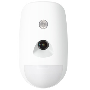 Detector PIR cu camera Hikvision DS-PD501PC12 AX Hybrid Pro, senzor miscare interior cu imagine integrata, detectie pana la 12 m si unghi 90°, rezolutie imagini FHD, imunitate animale, montaj perete/tavan, compatibil AX Pro