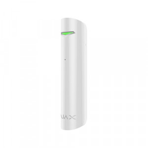 Detector wireless spargere geam Ajax GlassProtect Jeweller, raza detectie 9m, unghi 180 grade, algoritm DualTone anti-alarme false, intrare senzor fir (NC), distanta 1000m, baterie CR123A, autonomie 7 ani, alb - Img 2