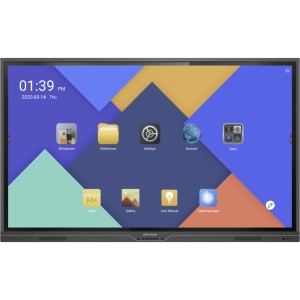 Display interactiv 4K HikVision DS-D5175TL/P, diagonala 75 inch, UHD, sistem dual Android si Windows, touch in 20 de puncte, sticla anti-reflexie, mirroring mobil, software didactic inclus, design all-in-one