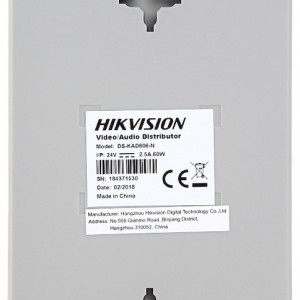 Distribuitor audio-video HikVision DS-KAD606-P pentru sisteme videointerfonie IP, 8 porturi RJ-45 10/100 Mbps, alimentare 24V DC, suporta 64 VLAN-uri, management trafic eficient, montaj pe sina DIN sau perete, seria Pro - Img 3