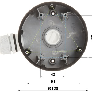 Doza de conexiuni pentru camere de supraveghere HikVision DS-1280ZJ-DM46, material aliaj de aluminiu, culoare alb, montaj pe perete sau tavan, design rezistent la intemperii, gestionare cabluri inclusa - Img 2