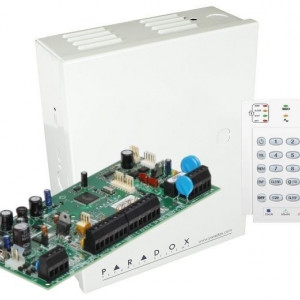 Kit alarmă Paradox SP5500+ (cutie metalică + transformator) + tastatură K10V LED verticală, AWO000EI, 5-32 zone, sistem cablat profesional